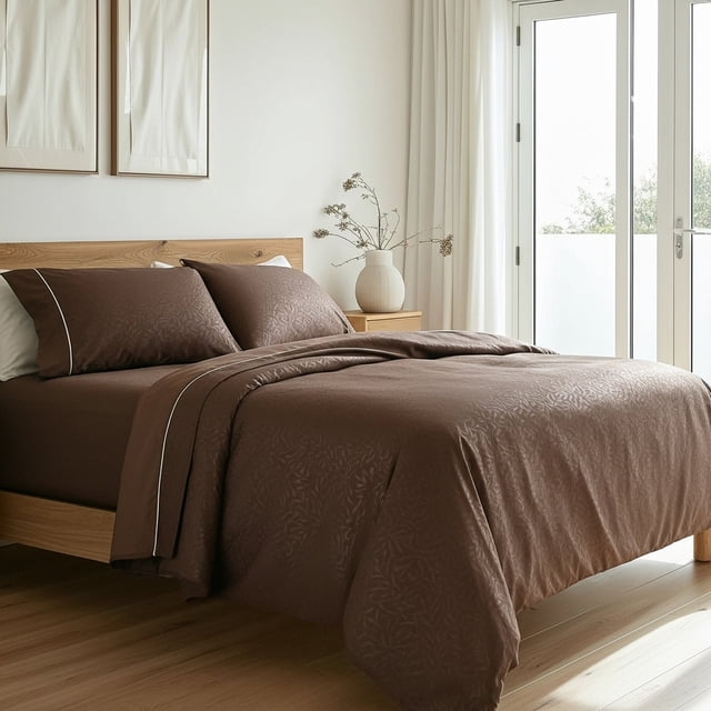 Juego de Sábanas Queen Size 2800 Hilos Extra Suave Premium Textura Flores Soft Nature