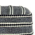 thumbnail image 3 of Simpli Home Corrie 18 inch Wide Boho Square Pouf in Navy and White Woven PET Polyester, 3 of 6