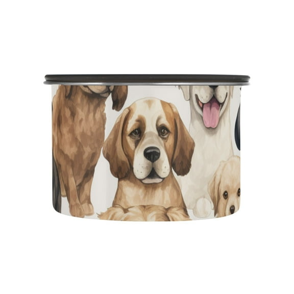 Dogs Print Cute Animal Airtight Coffee Bean Canister 17oz Food Storage Containers with Lids For Gournd, Tea, Sugar, Flour, Rice, Cereal, Candy Cookie Jar