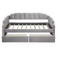 thumbnail image 5 of Harper & Bright Designs Velvet Daybed with Two Storage Drawers, Upholstered Twin Size Sofa Bed with Backrest and Wood Slat Support, Two Armrests with Rivets, Gray, 5 of 10
