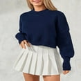 thumbnail image 4 of Ladies‘ Solid Color Knit Sweater with Long Sleeves and Loose Fit, 4 of 9