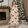 thumbnail image 4 of Tutolipy Dachshund Printed Nightgowns for Women Dog Paw Printed Loungewear V Neck Sleepwear Long Sleeve Nightshirts for Fall Winter, 4XL, 4 of 7