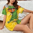 thumbnail image 4 of Junzan Ensemble de Pyjama à Manches Courtes Motif T-Rex pour Femmes, Ensemble de Pyjama d'Été à Col Rond 2 Pcs, Ensemble de Détente 2 Pcs Pj-Moyen, 4 of 6
