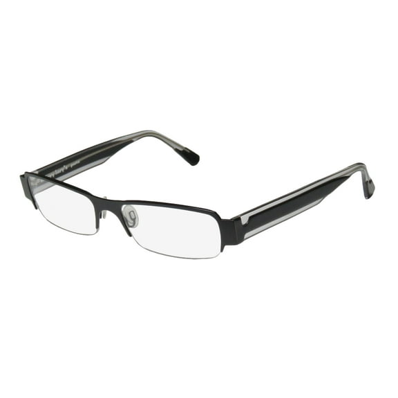 NEW HARRY LARY'S NEGATIVY MENS/WOMENS DESIGNER HALF-RIM BLACK / TRANSPARENT EUROPEAN FASHION TRENDY FRAME DEMO LENSES 54-17-0 EYEGLASSES/EYEGLASS FRAME