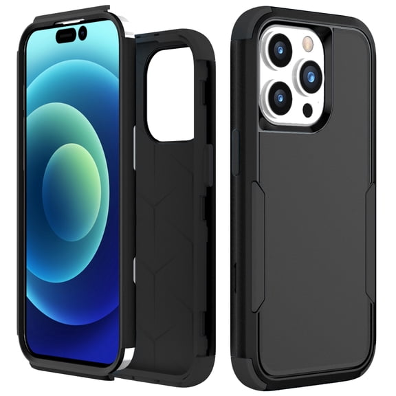 ELEHOLD Hybrid Case for iPhone 15 Plus 6.7" Rugged Shockproof Anti-Scratch Anti-Fingerprint Protective Hard PC Cover Support Wireless Charging for iPhone 15 Plus - Black