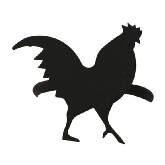 Napkin Ring with Metal Body and Rooster Design, Black