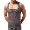 thumbnail image 2 of Penkiiy Mesh Top for Men Fishnet Tank Tops Sleeveless Muscle Rave See Through Shirts S Gray, 2 of 3