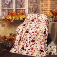 thumbnail image 2 of Fall Throw Blanket Pumpkin Blanket Thanksgiving Decor Cream Ivory Autumn Pumpkin Print on Soft Fleece Beige for Couch/Chair (60" x 50"), 2 of 5
