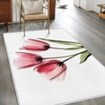 thumbnail image 3 of Pink Tulips Area Rug 3x5 FT, Non Slip Entryway Bedside Carpet, Green Leaf Country Flower White Botanical Washable Soft Floor Carpet Indoor Mat Non-Shedding Throw Rugs for Dorm Kitchen Home Office, 3 of 8