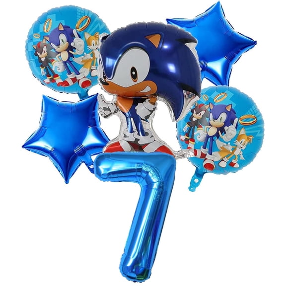 6 PCS Hedgehog Balloons Birthday Party Balloon Bouquet 7th Birthday for Kids Foil