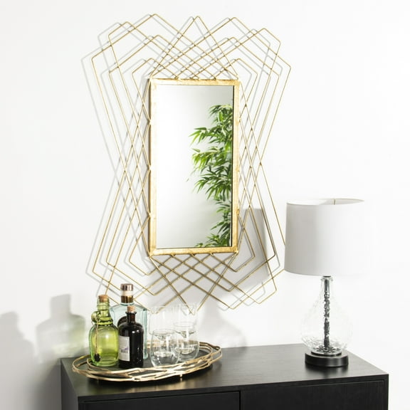 SAFAVIEH Hazelton Geometric Wired Rectangular Mirror, Gold Foil
