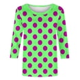 thumbnail image 6 of Plus Size T-Shirts Womens 3/4 Sleeve Polka Dots Print Crew Neck Graphic Tees Base Casual Summer Tops (2XL, Purple), 6 of 6