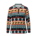 thumbnail image 3 of Garronmavis Golf Shirt for Women Zipper Long Sleeve Collar Tennis Shirts Casual Shirts Sports Workout Tops Western Aztec Shirt, Aztec Western Horse, Size XL, 3 of 7