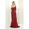 thumbnail image 2 of Womens Burgundy Prom Formal Red Carpet Long Asymmetrical One Sleeve Mermaid Plus Size Dress, 2 of 4