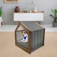 thumbnail image 3 of Vintage Pet House, Victorian Curls and Swirls with Geometric Rhombus Ornamental Illustration, Outdoor & Indoor Portable Dog Kennel with Pillow and Cover, 5 Sizes, Sea Green Dried Rose, by Ambesonne, 3 of 5