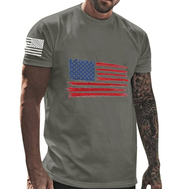 Mens Casual Pantalones Cortos Cuello Redondo Gradación Impresión Suéter Camiseta, Blusa Deportiva de Fitness para Hombres