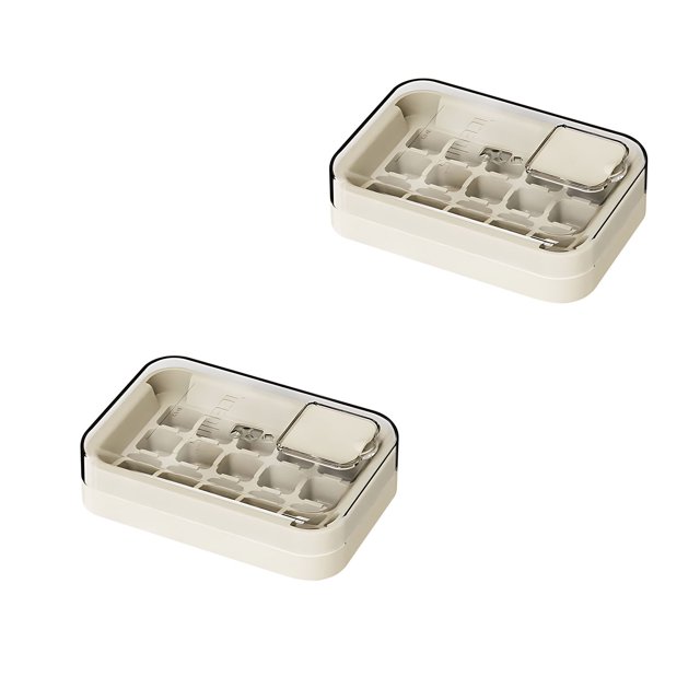 Hxlamzoo Silicone Ice Cube Trays with Lid - Stackable Press Button Release Ice Molds for Freezer, Whiskey & Kitchen Treats (2-Pack, PET+TPU)