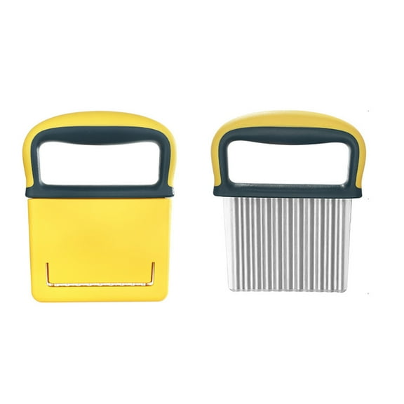 ZZkhGo Wavy Crinkle Cut French Fry Cutter Stainless Steel Wave Knife Veggie Crinkle Slicer 11x10cm Safety Handle Includes Protective Cover