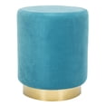 thumbnail image 3 of Safavieh Couture Elsworth Modern Glam Velvet Ottoman with Brass Base, 3 of 5
