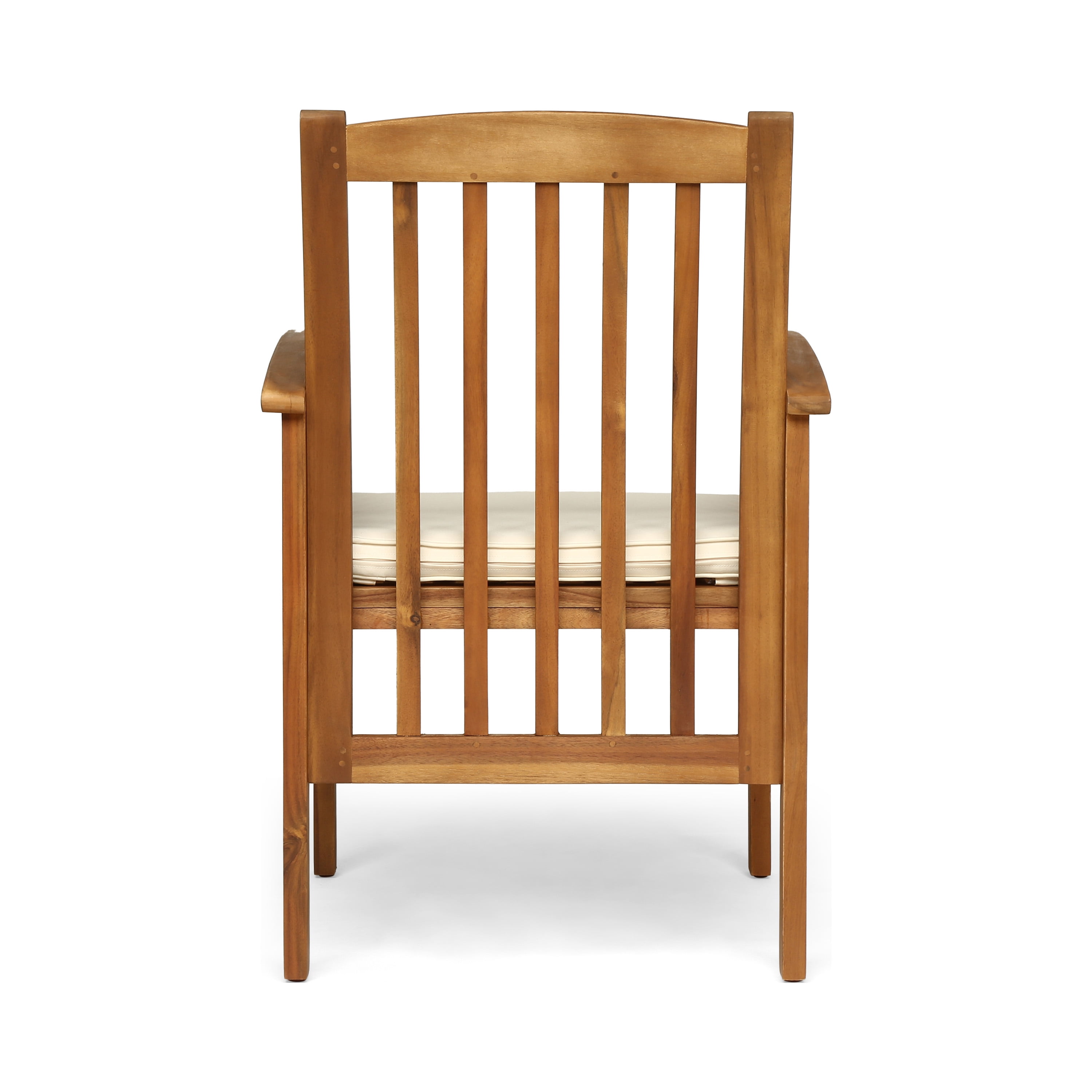 Acacia Wood Dining Chair Set of 2 with 2 Cushions, Brown