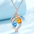 thumbnail image 3 of Taioiat Double Birthstone Necklaces for Women 18K Gold Plated Birthstone Rose Flower Jewelry Anniversary Valentines Day Mother's Day Birthday Gifts for Her Wife Girlfriend Mom, 3 of 7