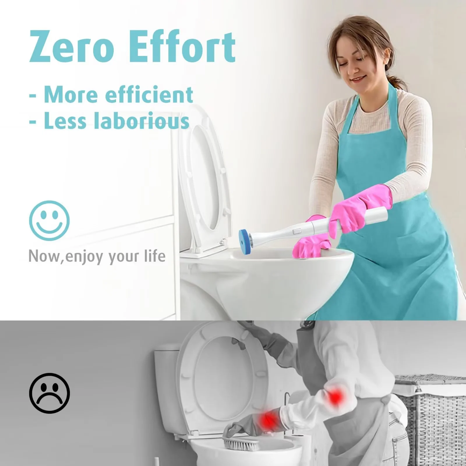 2025 New Disposable Wall Hung Toilet Brush Set with 40 Refills & Plunger, No Dead Corners Cleaning for RV Bathroom