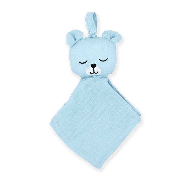 Blue Bear Muslin Security Pacifier Holder