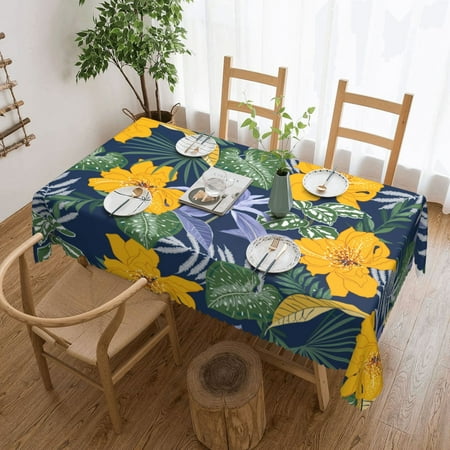 

XMXT Polyester Rectangle Tablecloth Realistic Flower Illustration Waterproof Table Cloth Home Dinner Decor Table Cover for Holiday Party 54 x 72 inches