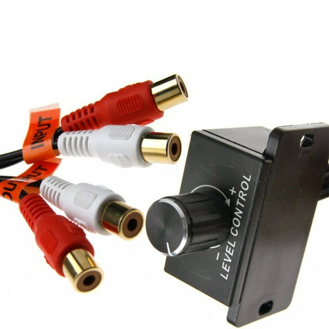 Car Stereo Amplifier Gain Level Bass Audio Volume Control Knob with 2 RCA Connector