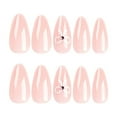 thumbnail image 2 of FSTDelivery French Sweet Glossy Press on Nails Set for Women Girls,Nude Short Almond Fake Nails Acrylic Shine Bowknots Nails for Office Daily Wedding,Full Nail Wrap Gift for Valentine's Holiday 24pcs, 2 of 9