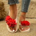 thumbnail image 2 of Beach Flower Flip Flop Dressy Sandals for Women 2025 Boho Summer Floral Dress Slides Platform Slip on Sandals, 2 of 6