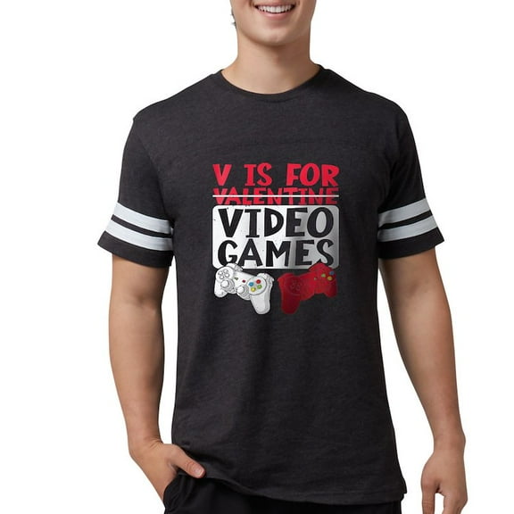 CafePress - V Is For Video Games Valentines Day Gamer T Shirt - Mens Football Shirt