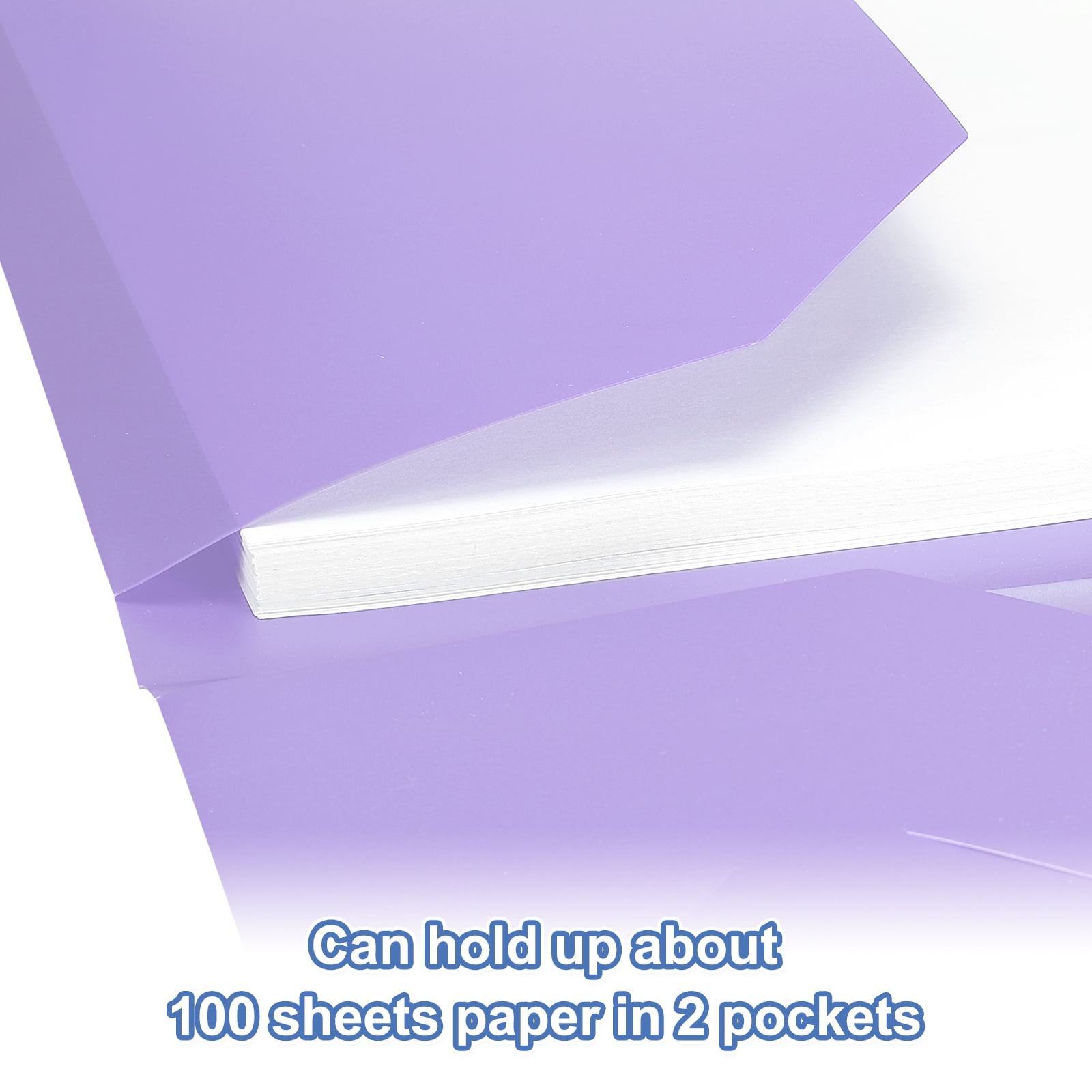 Purple Plastic Folders with Pockets, 50 Pack Plastic Pocket Folders Two Pocket Letter Size Heavy Duty for Office Business Card Holder, 9.3x11.4inch