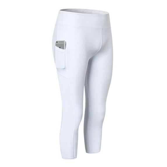 Frontwalk Women Stretch Capri Yoga Leggings Pants with Pockets Elastic High Waist Tights for Workout Gym Bike Exercise