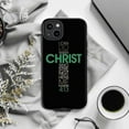 thumbnail image 6 of Minimalist Philippians 4:13 Phone Case, Black Green Christ Strengthens Me Cover for iPhone 17 16 15 14 13 12 11 Plus Pro Max Mini, 6 of 6
