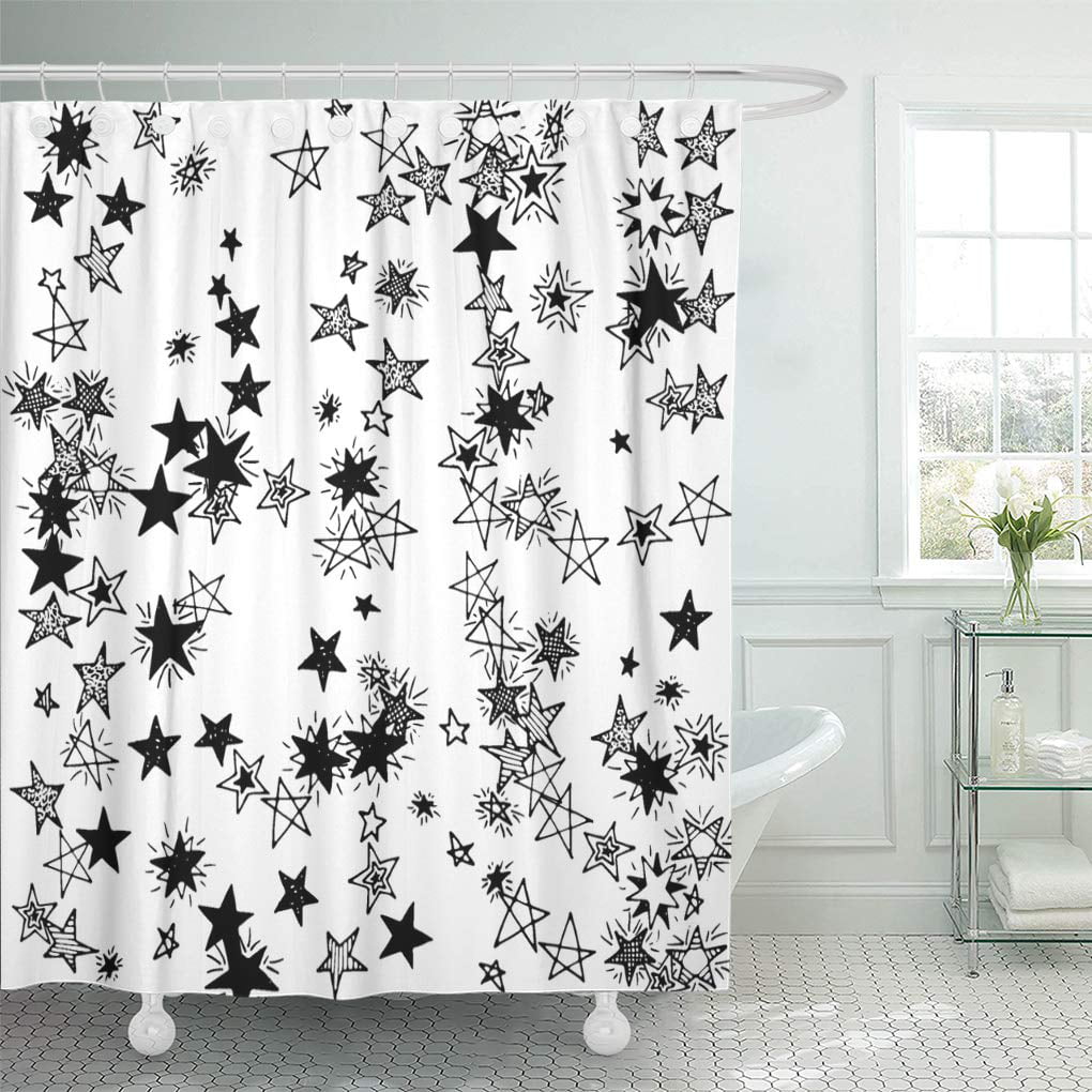 Bath Shower Curtain 60x72 Inch, Primitive Star Shower Curtain Hooks