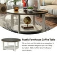 thumbnail image 4 of COZAYH Rustic Farmhouse Large Round Wood Coffee Table with Storage Shelf, Brown, 4 of 9