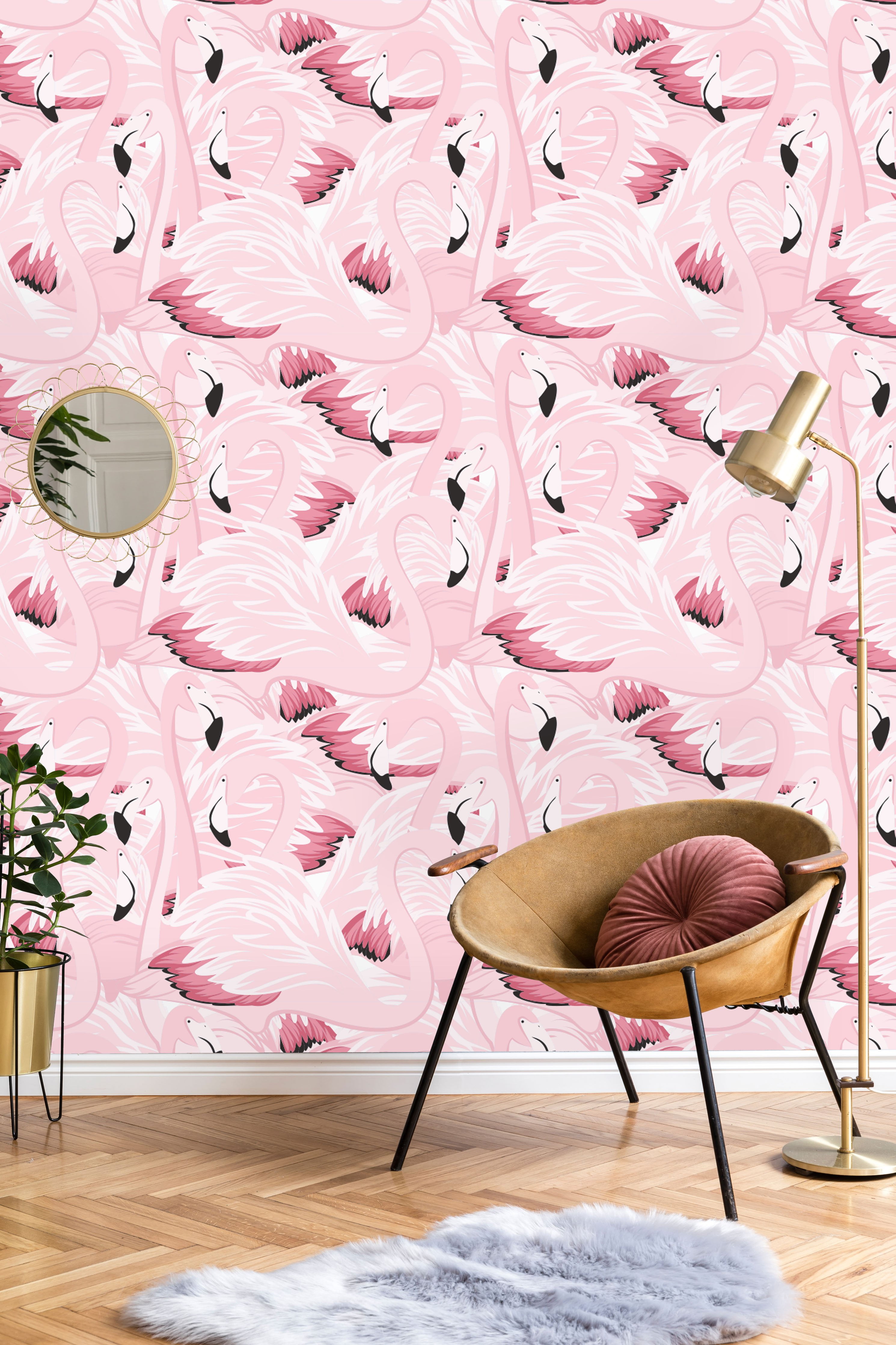Exotic Pink Flamingo Peel and Stick Wallpaper