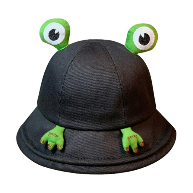 Sombrero de pescador de rana, gorra de pescador de algodón para disfraz, accesorios de playa Negro