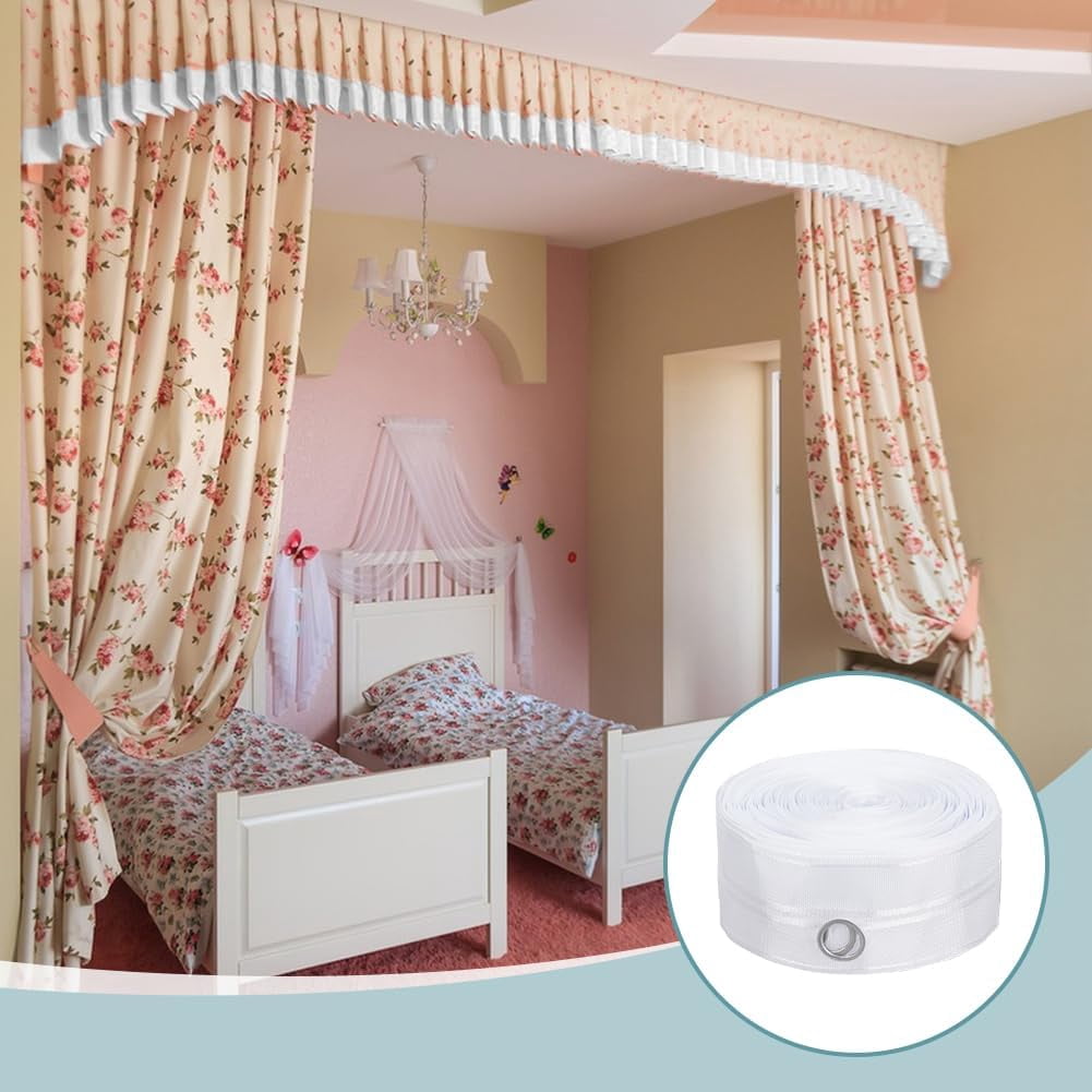 21.8 Yards Polyester Grommet Drapery Tape 3.1inch Wide White Flat Heading Grommet Tape with Iron Hole Curtain Tape