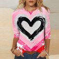 thumbnail image 2 of KIHOUT Fashion Tops Women's Valentine's Day Printed T-shirt Mid-length 3/4 Sleeves Blouse Round Neck Casual Tops,Size S-2XL, 2 of 6