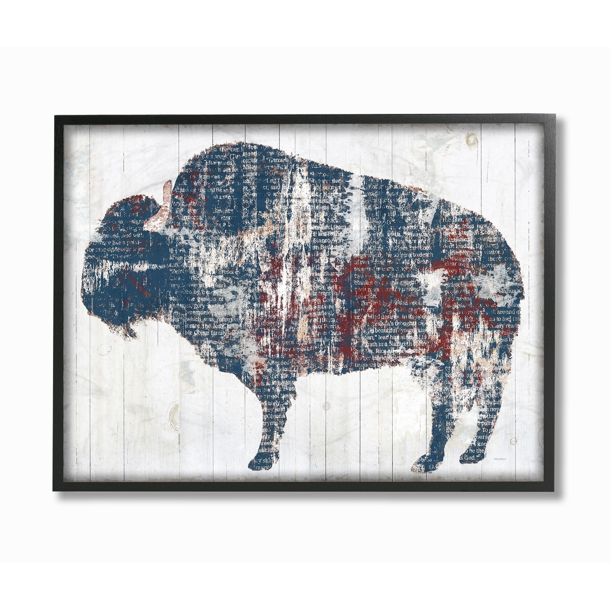 The Stupell Home Decor Collection Red White Blue Bull Distressed Text Wall Art