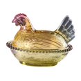 thumbnail image 4 of Plato de con forma de gallina en nido y tapa, ideal para guardar aperitivos, cocina, oficina, decoración, postres, hogar, pedestal, dulcero. Cabeza morada, 4 of 8