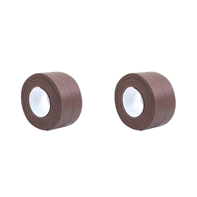 bedienty Wall Caulk Strip Tub Bath Sealing Tape Kitchen Bathroom Wall Edge Waterproof PVC Sealing Sticker, White Brown L 2Set