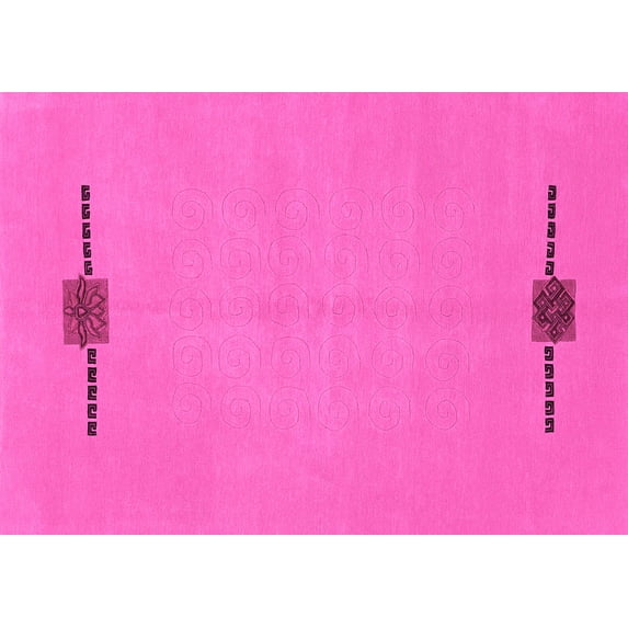 Ahgly Company Indoor Rectangle Abstract Pink Modern Area Rugs, 7' x 10'