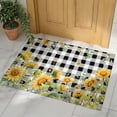 thumbnail image 2 of Summer Floral Indoor Door Mat 18x30 Inch Watercolor Sunflower Eucalyptus Leaves Black Plaid Front Door Mat Non Slip Washable Entryway Rug Low Profile Dirt Trapper Doormat for Bathroom Kitchen Bedroom, 2 of 9