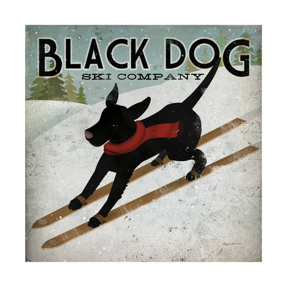 Trademark Fine Art 'Black Dog Ski' Canvas Art by Ryan Fowler