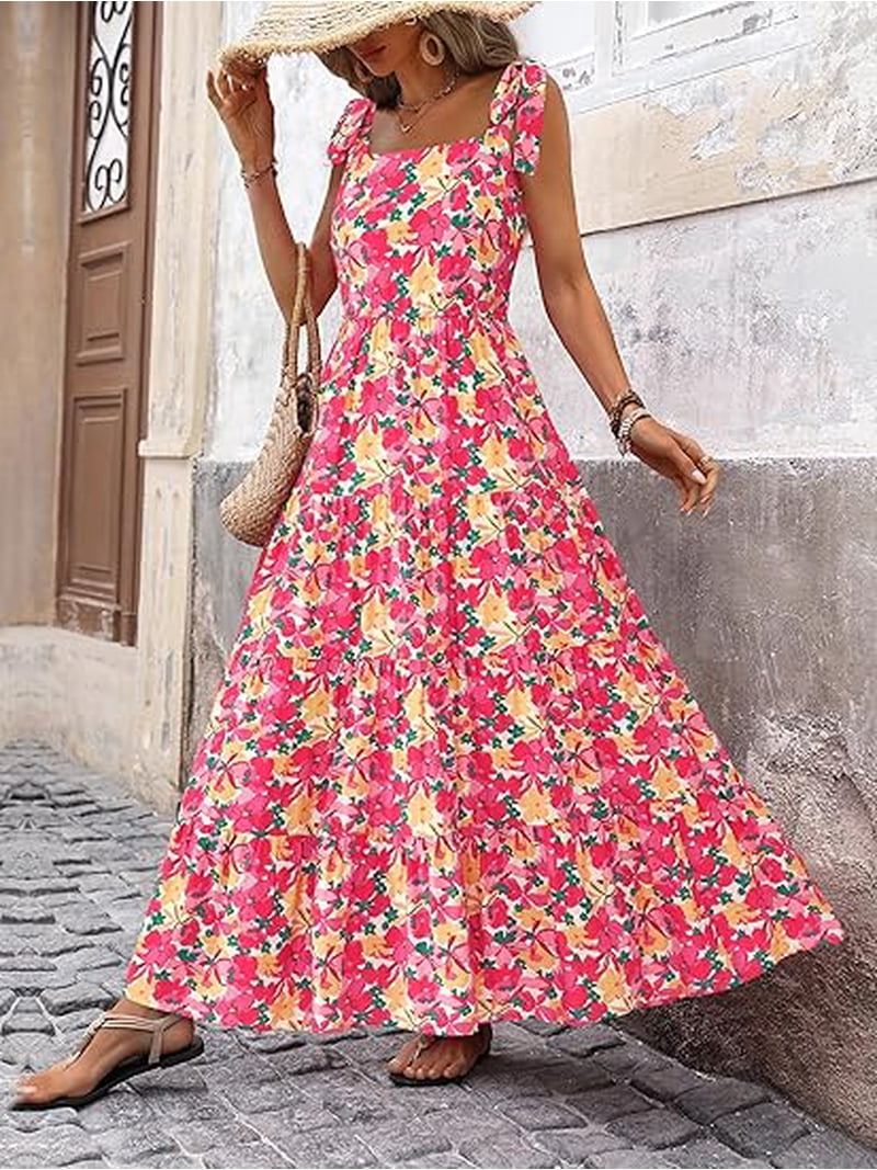 sleeveless long dress MISSKY Womens Summer Flowy Ruffle Maxi Dress Women Black Dresses for Women Sexy Deep V Neck Dresses for Women 2023 Wedding Guest Black Ruffle Dress with Pockets Black Large Designed entirely in natural linen Rayon Printed Gown Sleeveless Long