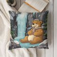 thumbnail image 3 of YINGXI Cartoon Bear in Hibernation, Art Wildlife Animal Sleeping Decorative Cushion Throw Pillow Covers Outdoor Sofa Couch Bed Car Decor Pillowcase 12x12in, 3 of 5