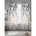 thumbnail image 2 of Blue Eucalyptus Leaf Sheer Curtains 2 Panels Set Spring Country Farmhouse Plants Leaves Linen Sheer Window Curtains Light Filtering Rod Pocket Voile Drapes for Bedroom Living Room 52"X96", 2 of 8